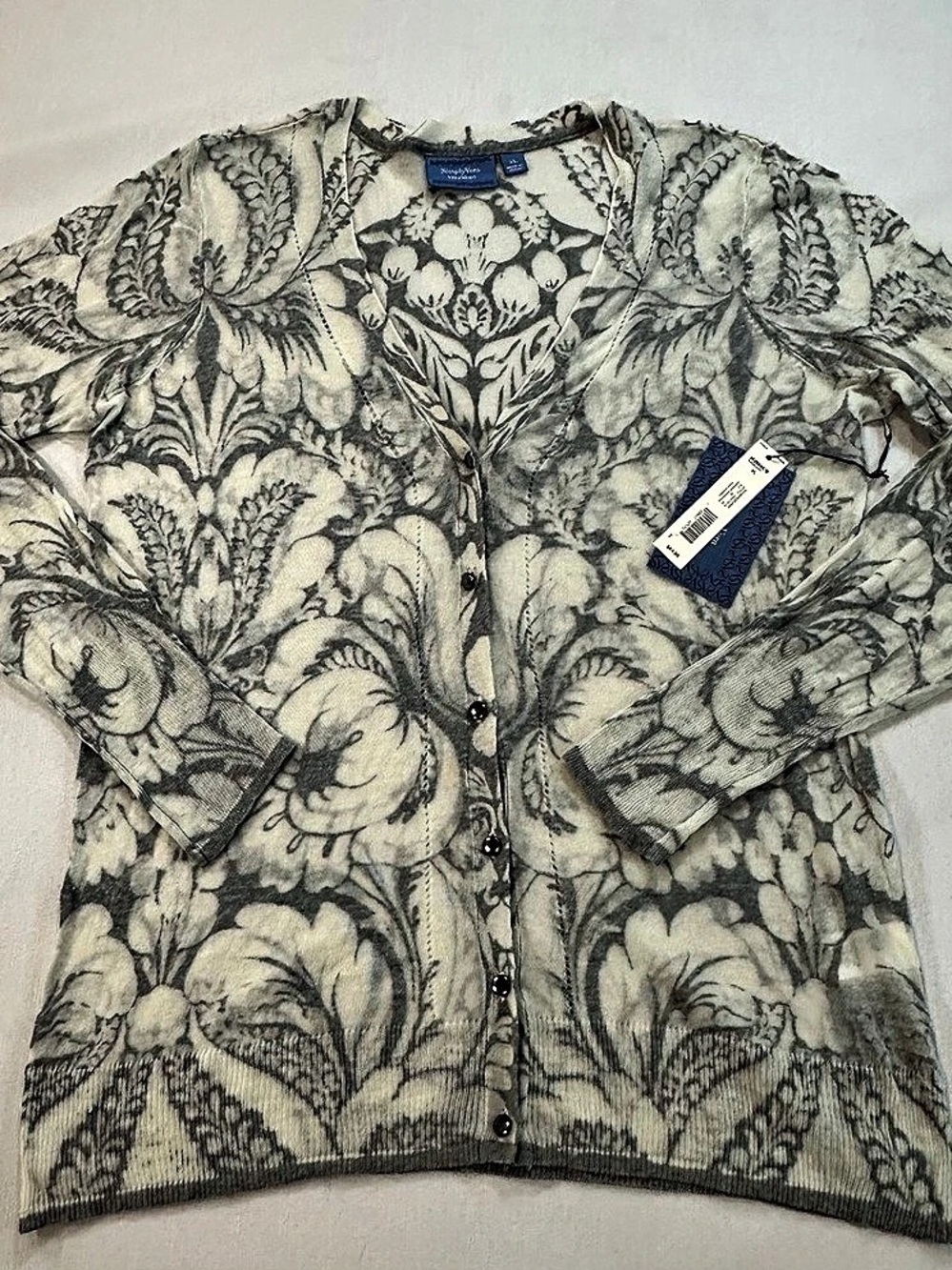 NWT Simply Vera Vera Wang Floral Cardigan Women’s XL